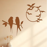 CIFbuy Antique-Style Rusty Bird Branch & Flying Bat Metal Wall Art - Decorative Iron Sculpture for Dorms, Restaurants & Bedrooms - Unique Design for Artistic Home Enhancement Wall Sculptures.