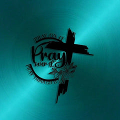"Pray on It, Pray Over It, Pray Through It" Cross Metal Wall Art - Modern Home Decor for Bedroom, Living Room, or Bathroom. Waterproof, Rustproof & Durable Wall Art, Perfect Birthday Gift.Wall Sculptures