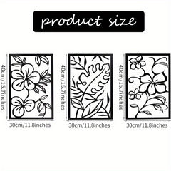 Elegant 3-Piece Metal Floral Wall Art Set - Minimalist Design for Contemporary Living Spaces & Housewarming Gifts.Wall Sculptures