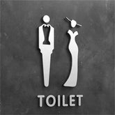 "2D Arrow Acrylic Toilet Sign | Transparent Layered Arrows with Black Accents - Elevate Washroom Decor with Sophistication".Decorative Sign