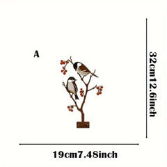 HELLOYOUNG,Impressive Single Artistic Outdoor Garden Bird Decoration: Impactfully Designed Metal-cut Flowerpot Silhouette Wall Decor for Birds - Makes a Strong Statement in Your Garden Decor, Outstanding Wall Sculptures.