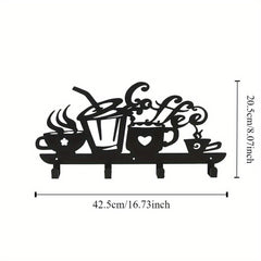 CIFbuy™ Black Iron Key Organizer Wall Mount - Coffee Cup Shaped Metal Hook Rack for Tidy Key Storage, Stylish Home Décor Accent with Industrial Charm, Wall Sculptures.
