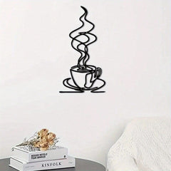 HELLOYOUNG Trendy Metal Coffee Tumbler Wall Ornament - Sleek Style Wall Sculptures, Great Gift for Coffee Devotees, Resistant & Waterproof Decor for Kitchens & Coffee Bars, Stylish Indoor Wall Art