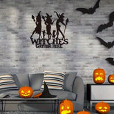 "Witches Gather Here" Metal Sign - Vintage Halloween & Fall Wall Decor, Witchy Porch Art with Rustic Charm -Wall Sculptures