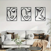 Elegant 3-Piece Metal Floral Wall Art Set - Minimalist Design for Contemporary Living Spaces & Housewarming Gifts.Wall Sculptures