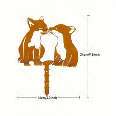 One Pack of Exquisite Animal-themed Metal Garden Decorations: Perfect for Gardens, Courtyards, and Other Outdoor Activity Areas. Features Squirrel, Fox, Raccoon, and Owl-shaped Metal Decor Pieces.Garden Stakes