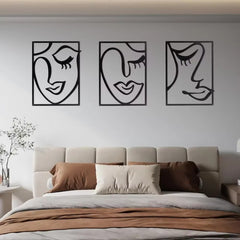 Elegant 3-Piece Metal Floral Wall Art Set - Minimalist Design for Contemporary Living Spaces & Housewarming Gifts.Wall Sculptures