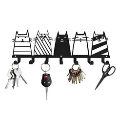 CIFbuy™ Iron Cat Wall Rack with 7 Hooks, Heavy-Duty Key & Coat Hanger for Entryway Decor, Rust-Resistant Metal Mounted Organizer - Functional Wall Sculptures.