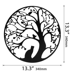 CIFbuy™ Exquisite Iron Artfully Crafted Alluring Tree of Life Decor - Rustic Wall Art with Cat, Bird & Rustic Metal Ornaments, Creates Inviting Harmonious Vibe for Home - Unique Wall Sculptures.