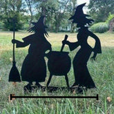 Halloween Witchcraft Metal Yard Sign - Spooky Spell-Casting Design | Durable Outdoor Decor for Garden & Patio | Battery-Free & Weatherproof Statues