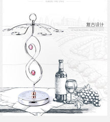 Nordic Style Goblet Holder Wine Cup Rack Red Wine Glass Cup Standing with 6 Hooks Stainless Steel Hanging Drinking Glasses Rack