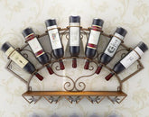 Modern Metal Wine Holder Rack for 7 Bottles Wall Mounted Wine Bottle Display Rack Glassware Storage Shelf for Whiskey Red Wine