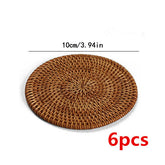 Rattan Cup Coasters Set Pot Pad Table Mat 6 Sizes Porta Copos Placemats Home Decoration Vintage Bamboo Handmade