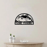 CIFbuy™ "Gone Fishing" Black Iron Wall Sign - Outdoor/Indoor Metal Decor with Trout & Bass Silhouette, Durable Wall Art for Cottage & Garden, Rustic Fishing-Themed Wall Hanging, Collectible Figurines.
