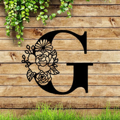 Stunning Floral Monogram Letters Metal Sign! Metal wall art. Floral capital alphabet wall decor.DIY wall letters. Backdrop sign.