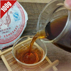 HelloYoung 100g Long Yu Ripe Puerh Tea Yunnan Puer Cake Aged Aroma Mellow Taste