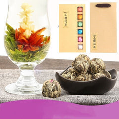 HelloYoung 18pcs Handmade Blooming Flower Tea Blooming Tea Flowers Balls Green Tea Gift Box