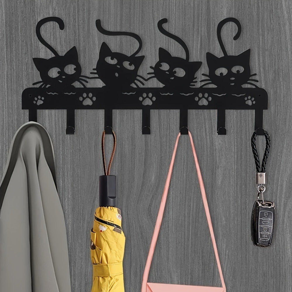 CIFbuy™ Metal Cat Wall Hooks - 1pc Adorable Feline Design Iron Hanger, Key & Small Items Organizer with Stylish Home Decor, Wall-Mounted Metal Iron Rack Perfect for Bedroom, Bathroom & Entryway Walls, Key Holder for Charming Home Organization Home Fu