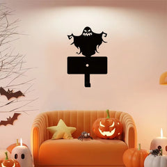 Enchanting 1pc Halloween Wall Decor Hooks: Metal Key Holder and Magical Ghost Metal Wall Hanger. A Coat Rack for Pet Leash.Wall Sculptures