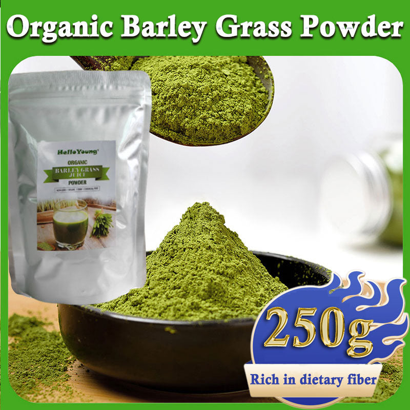 HelloYoung Barley Grass Powder original Easy to drink Pure Organic Barley Juice 100% Pure&Natural I Nutritionally Complete I Mix into Smoothie or Juice Main image