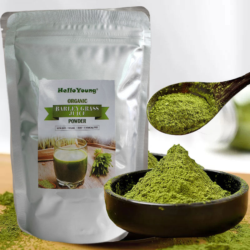 HelloYoung Barley Grass Juice 250g Powder Organic Non-GMO Vegan Cold-Juiced and Low-Temperature Dried