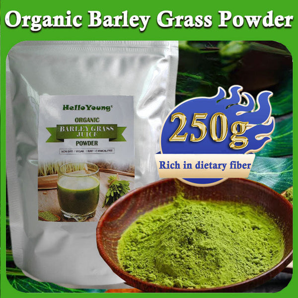 HelloYoung Barley Grass Powder Original 100% Pure And Organic Green Tea Barley Grass Powdered Drink lowering cholesterol, beautiful skin, healthy slimming drink