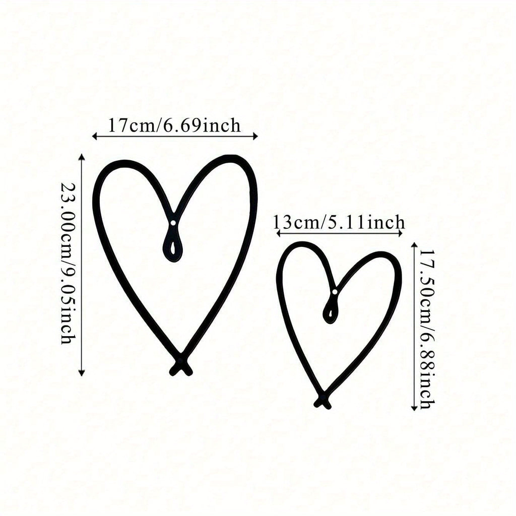 HELLOYOUNG 2pcs/ Set Unique Personalized Heart Shape Metal Wall Sign with Chic Aesthetic Design, Perfect Valentine's Day Gift, Suitable for Home, Living Room, Office, Bar, Kitchen & Coffee Shop Decor, Ideal for New Year & Birthday Celebrations