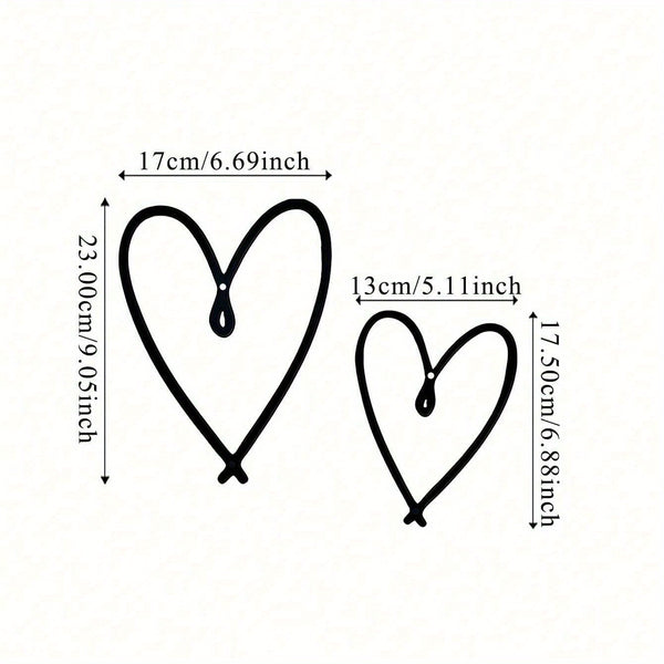HELLOYOUNG 2pcs/ Set Unique Personalized Heart Shape Metal Wall Sign with Chic Aesthetic Design, Perfect Valentine's Day Gift, Suitable for Home, Living Room, Office, Bar, Kitchen & Coffee Shop Decor, Ideal for New Year & Birthday Celebrations