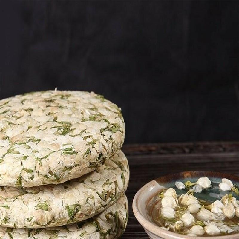 HelloYoungTea 200g Top Grade Dried Jasmine Tea Organal Bud Flower Tea Green Tea Cake Blooming
