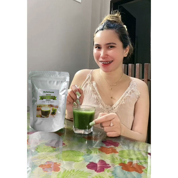 HelloYoung Organic Barley Powder 100% Pure and Natural, No Additives and Preservatives lowering cholesterol, beautiful skin, healthy slimming drink