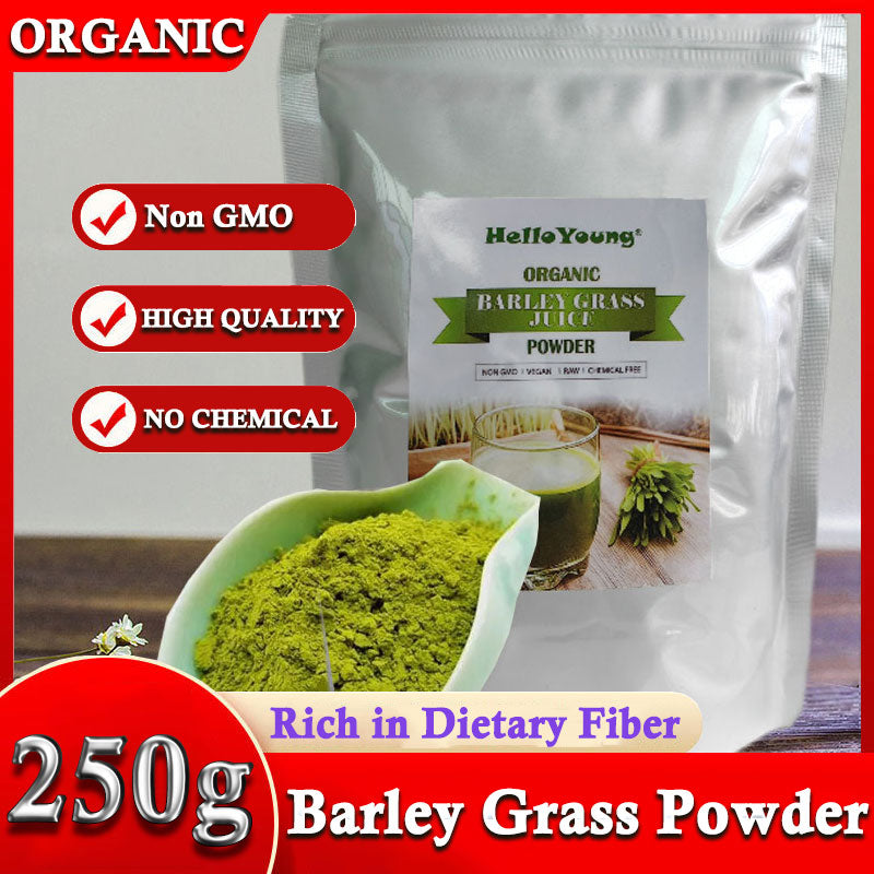 HelloYoung Barley grass official store Organic Barley Grass Powder original 250g Juice Powder Chlorophyll & Trace Minerals No Maltodextrin & Sugar