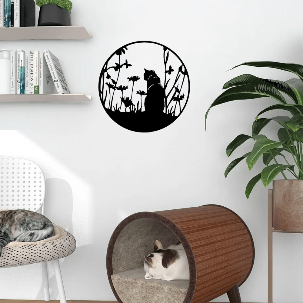 CIFbuy™ Exquisite Iron Artfully Crafted Alluring Tree of Life Decor - Rustic Wall Art with Cat, Bird & Rustic Metal Ornaments, Creates Inviting Harmonious Vibe for Home - Unique Wall Sculptures.