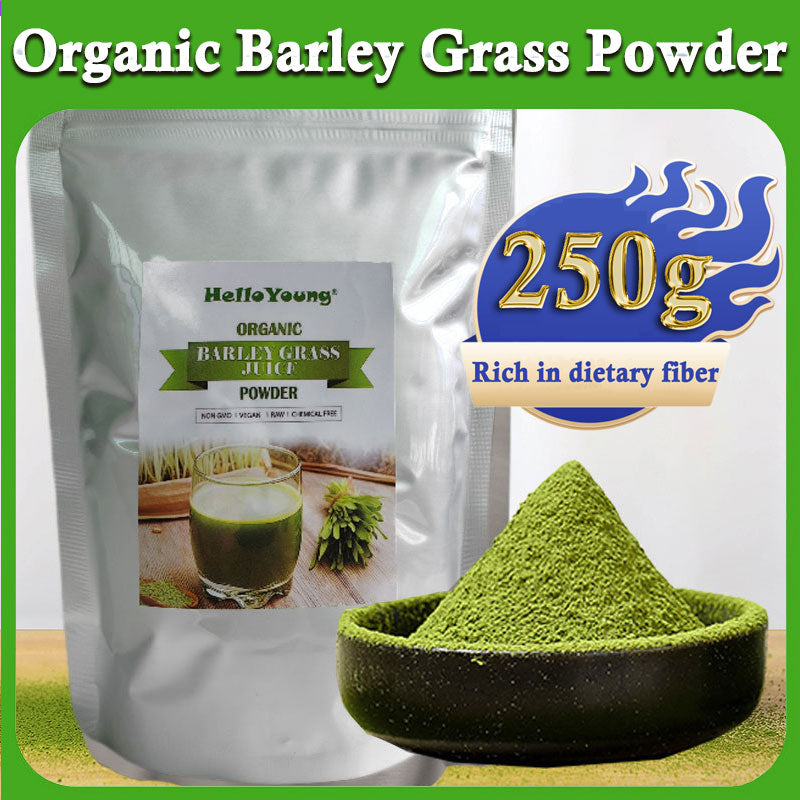 HelloYoung Barley Grass Powder Original 100% Pure And Organic Green Tea Barley Grass Powdered Drink 100% Pure&Natural I Nutritionally Complete I Mix into Smoothie or Juice