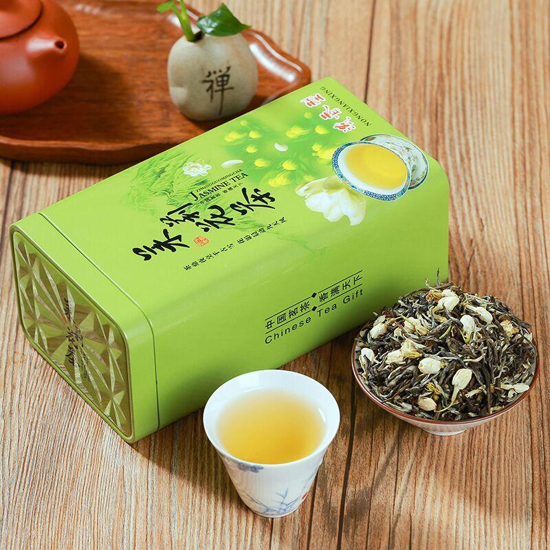 HelloYoungTea Jasmine Tea, Aromatic Canned Loose Green Tea Herbal Tea Half Cat Gift Box Bag 茉莉花茶，浓香罐装散装绿茶／花草茶，半斤礼盒袋装
