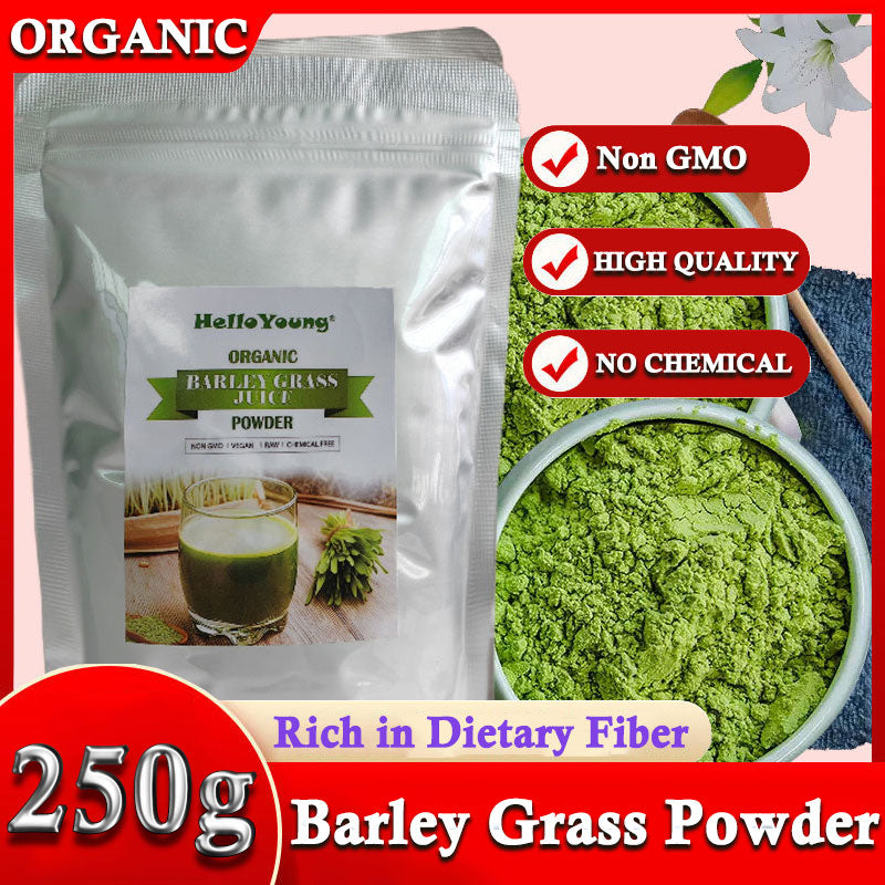 HelloYoung Organic Barley Grass Powder original 250g moistening intestines, Support Immune System and Digestion, Vegan