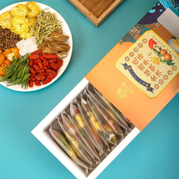 HelloYoungTea 150g Kumquat Chrysanthemum Burdock Tea 15 Bags Natural Herbal Sachets