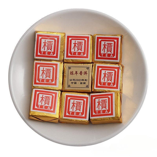 Small Gold Tea Brick 500g Mini Tuo Tea Small Square Brick Aged Pu-erh Ripe Tea