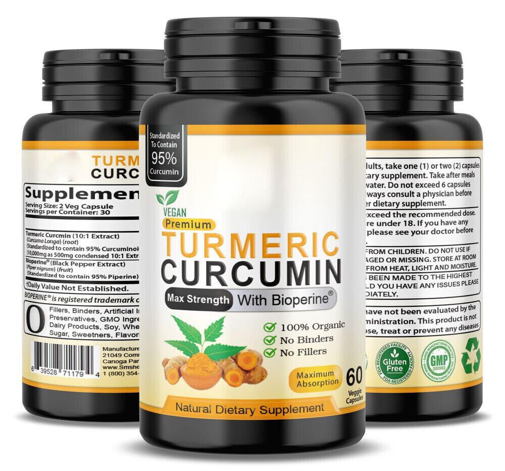 TUMERIC 3000 Mg DAILY TURMERIC MAX Potency CURCUMIN 95% PILLS With Black Pepper