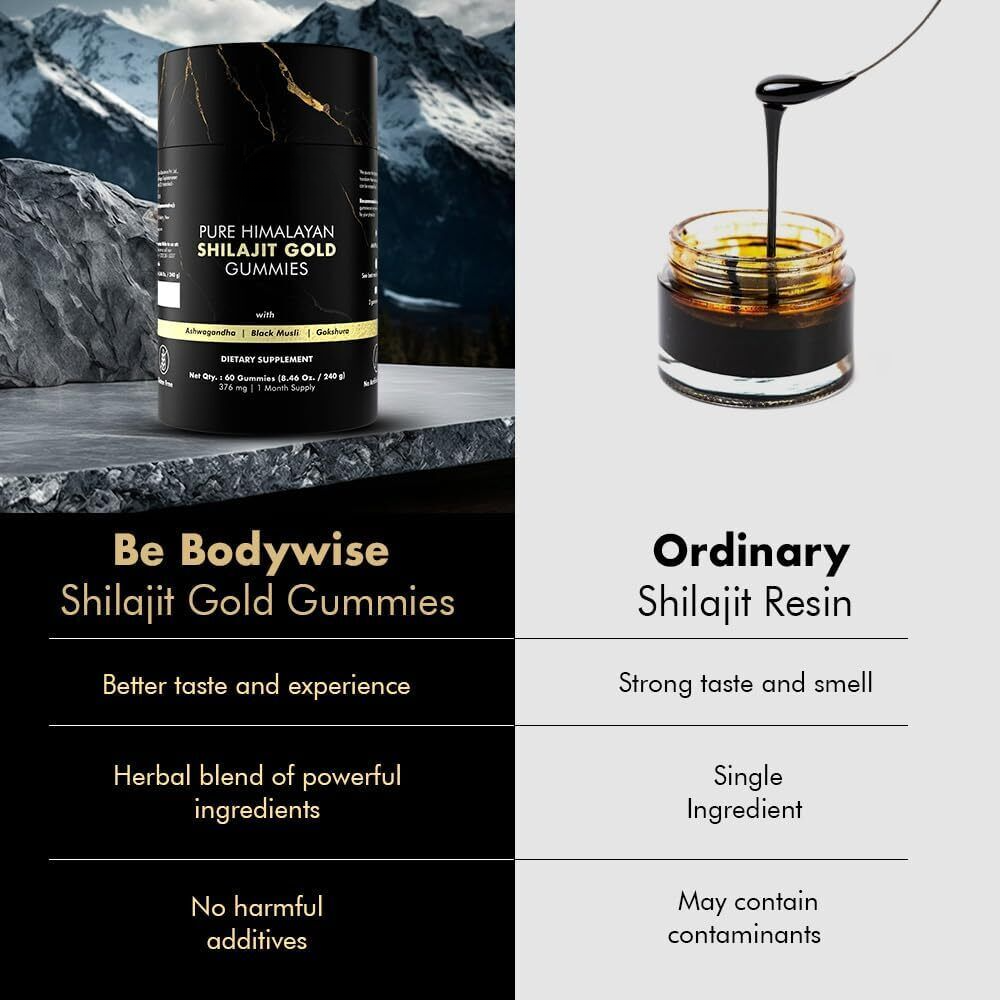 Pure Himalayan Shilajit Gummies Immune Support with Ashwagandha & Chaga Mushroom