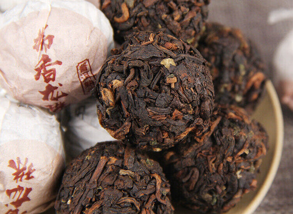 HelloYoung Glutinous Rice Fragrance Puerh Ripe Tea Dragon Pearl 500g Puerh Tea Tuocha