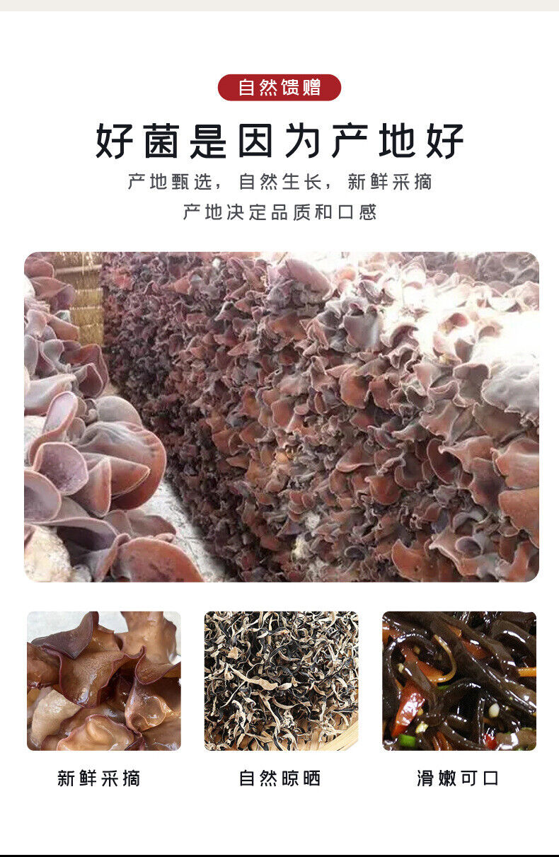 Dried Black Fungus Strips White Back Wood Ear Mushroom Jilin Specialty
