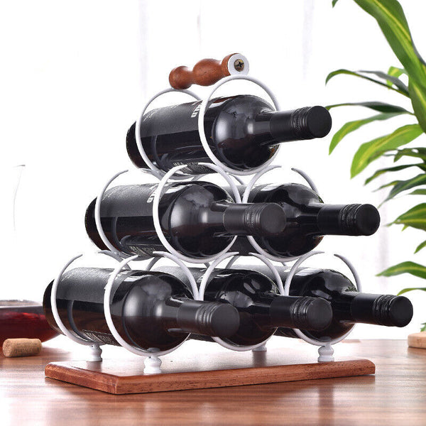 Freestanding Wine Rack Wine Whiskey Display Shelf Metal 6 Bottle Bottle Holder