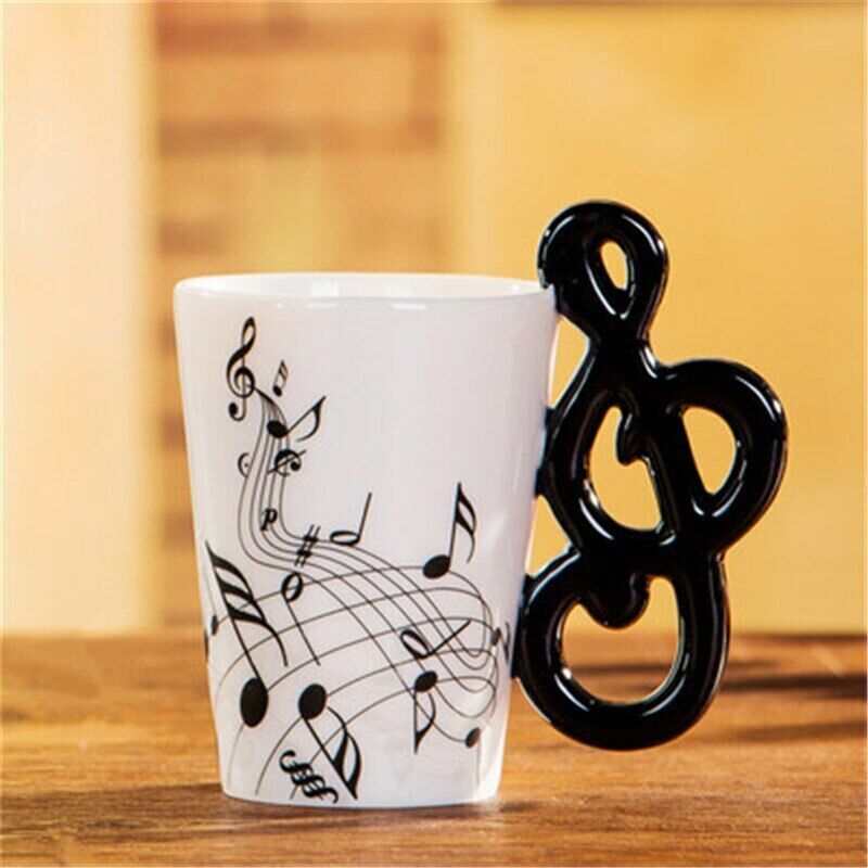 Milk Stave Cups with Handle Music Violin Guitar Ceramic Coffee Tea Drinkware Mug