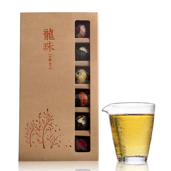 HelloYoung Yunnan Pu'er tea rose jasmine tea dragon pearl peony flower ball 6 flavors 18pcs