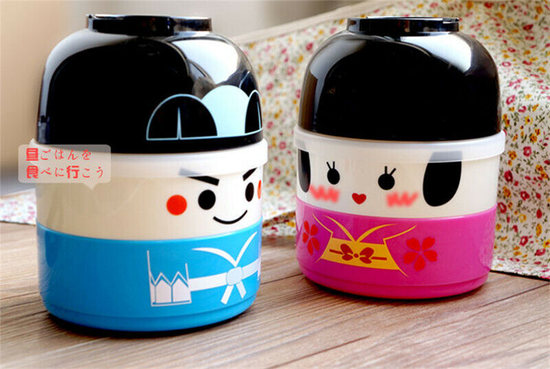 Japanese-style Cartoon Bento Box Round Plastic Lunchbox Microwaveable Tableware