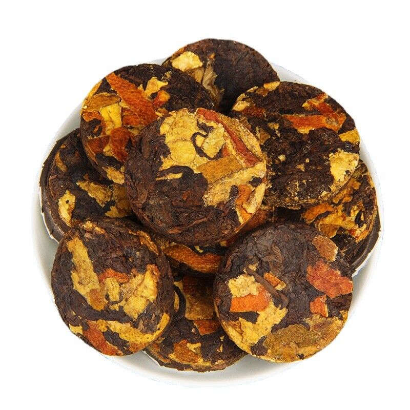 HelloYoung 500g Yunnan Chenpi Pu'er tea cake citrus ripe tea black tea small jade cake Main image