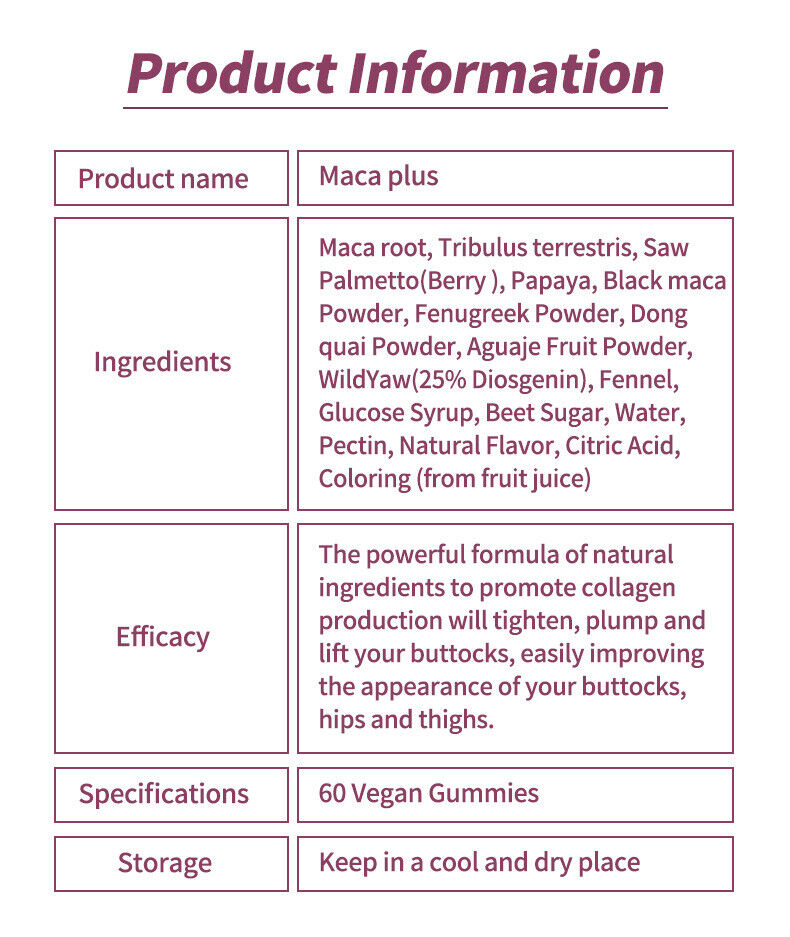 100% Natural Maca Root  Butt Firming BBL-Gummies for Butt Hips Enlargement Plus