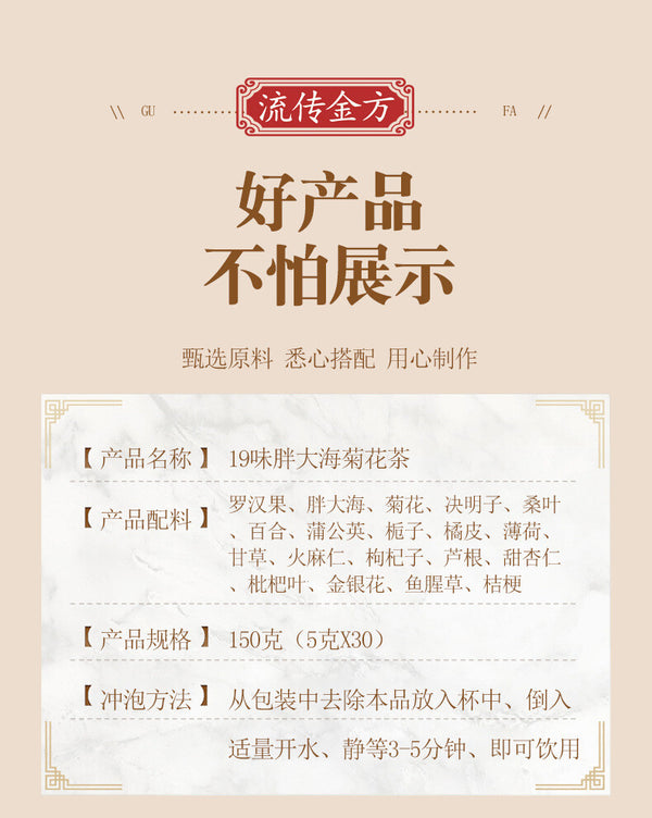 19 Flavours Fat Hai Chrysanthemum Tea Lohan Fruit Chrysanthemum Tea Haze Tea