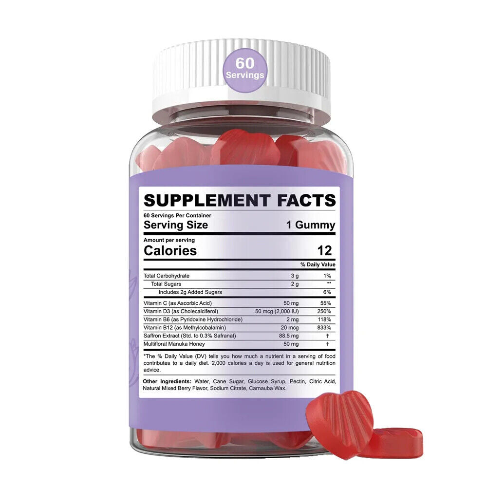 Saffron Gummies Sugar Free Rhodiola Rosea Saffron Extract Gummy