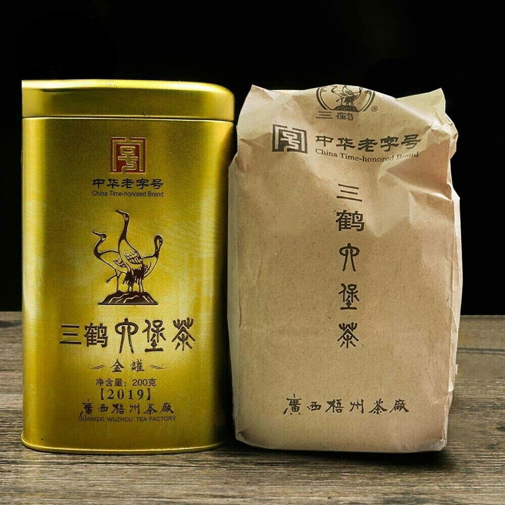 HelloYoung 200g Three Cranes Loose Dark Tea Guangxi Liupao Box Tea Hei Cha Golden Jar Tea